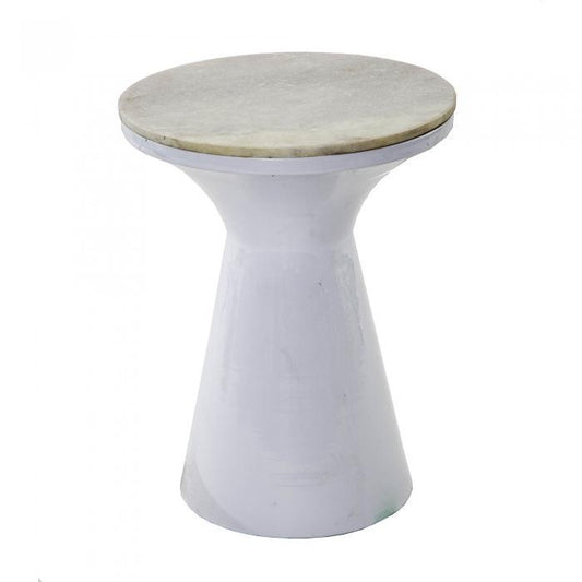 Karela white round table with marble top-abc