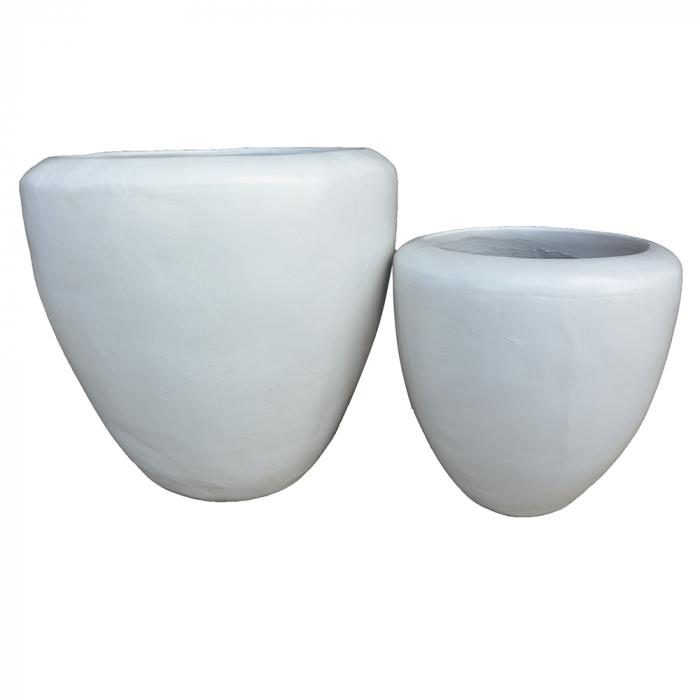 Saigon River Planter Set/2 White-abc