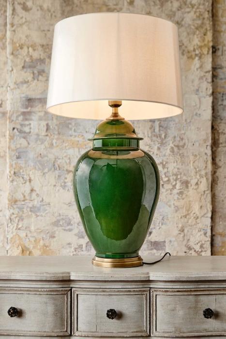 Fine Cotton Table Lamp Base in Emerald-abc