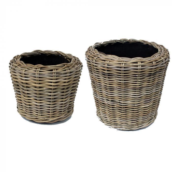 Round Rattan Basket Set of 2 Nat-abc