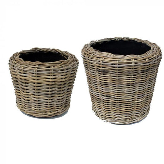 Round Rattan Basket Set of 2 Nat-abc