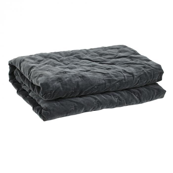 Velvet Quilted Throw Charcoal-abc