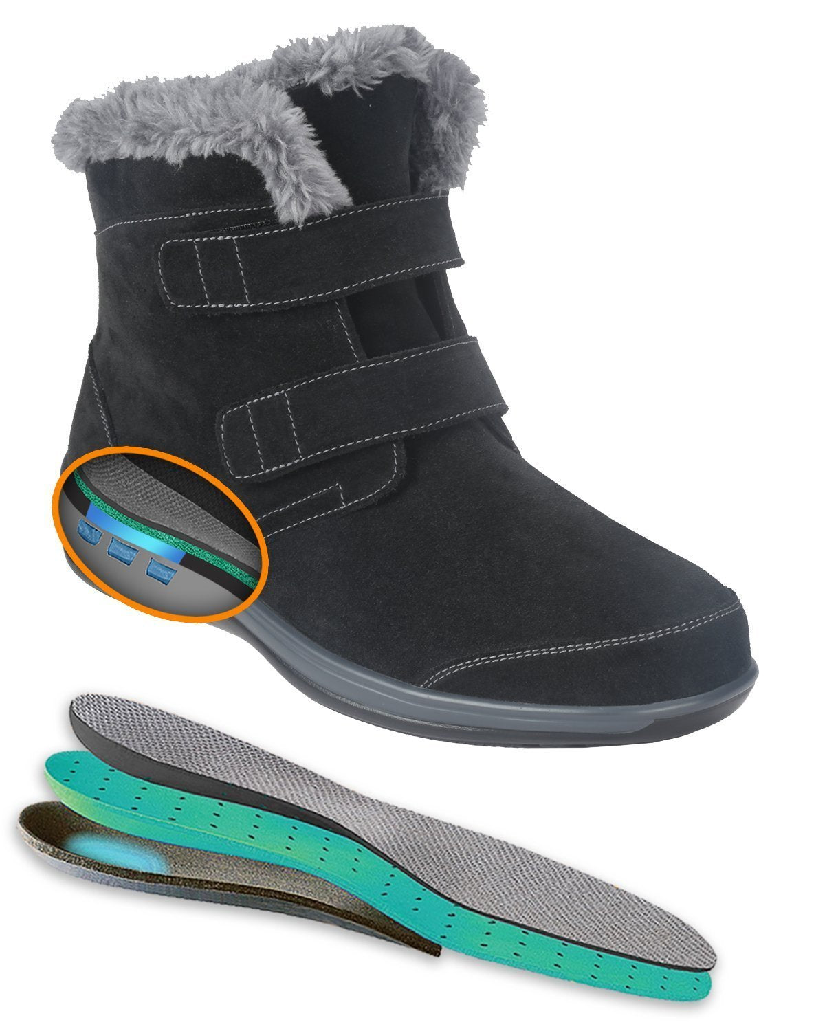Florence-Black Boots With Fur-abc