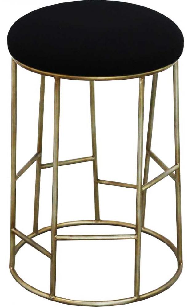 Aiden Kitchen Stool - Black w Gold Frame-abc