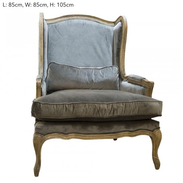 Grace Wingback Chair 85x91x105 Grey-abc
