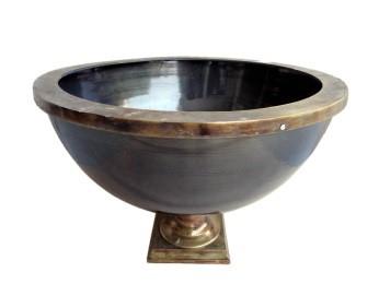 Round Wine Cooler in antique brass-abc