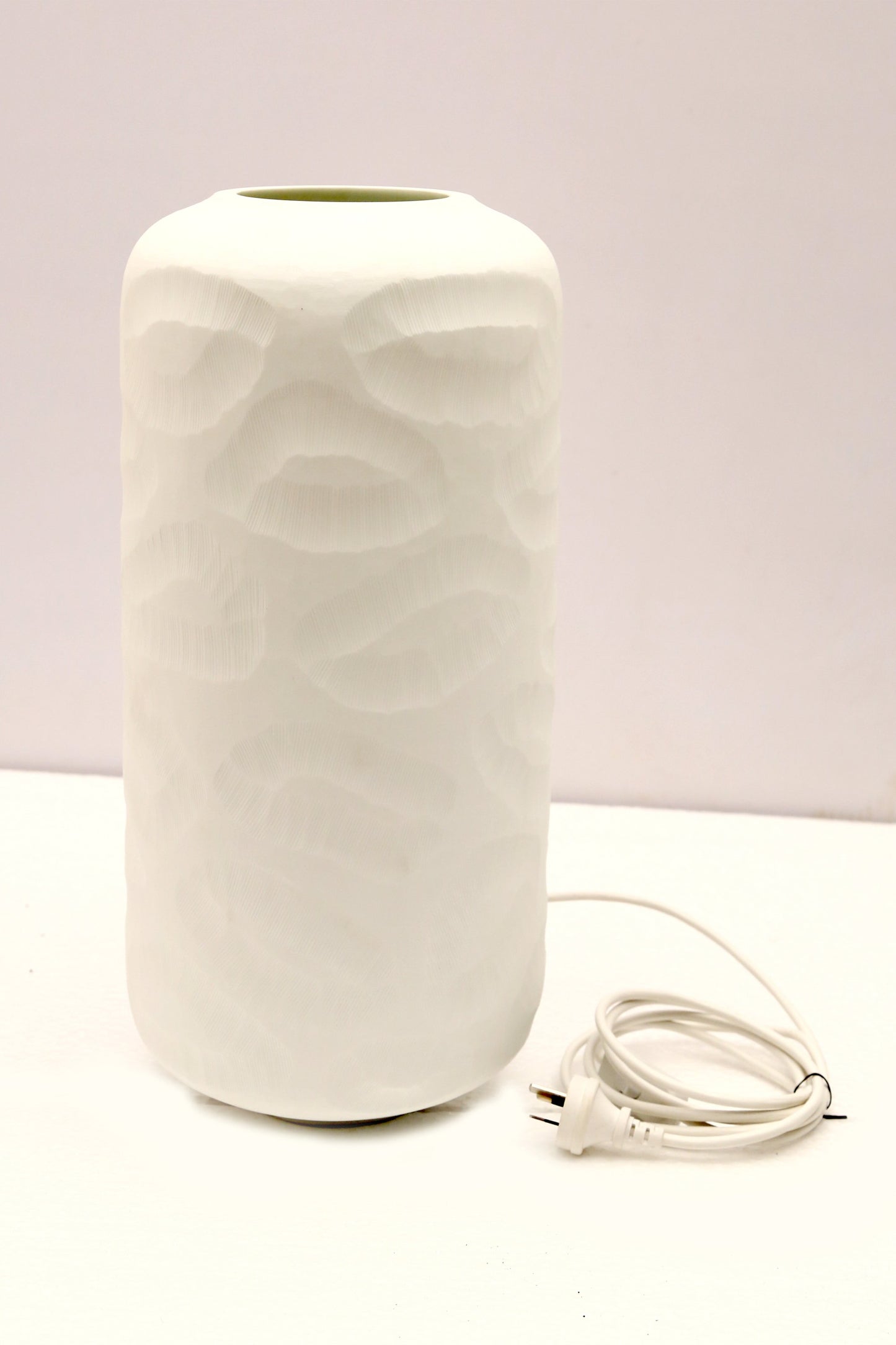 Monaco Large - White - Large Hand Cut Hurricane Art Glass Table Lamp-abc