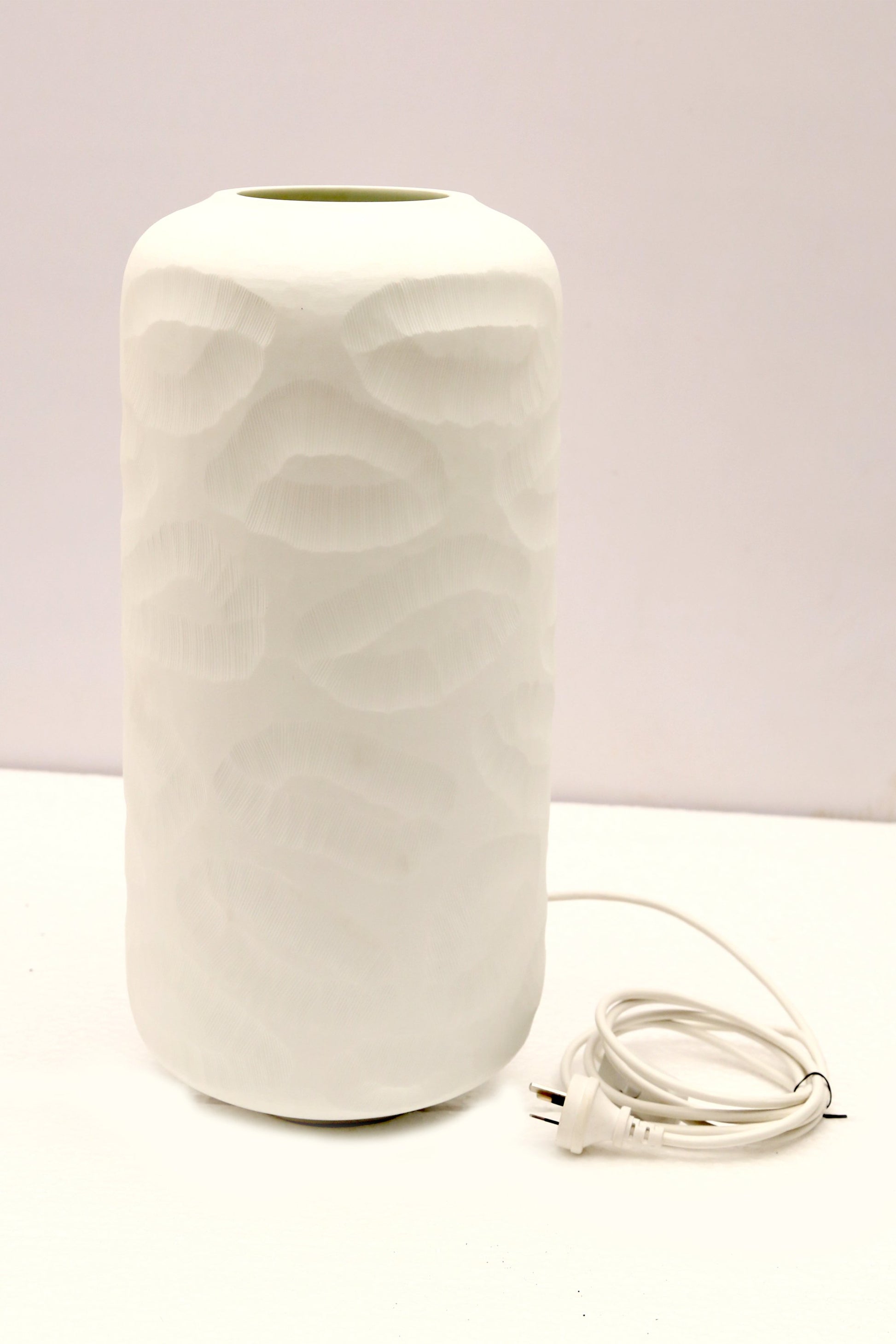 Monaco Large - White - Large Hand Cut Hurricane Art Glass Table Lamp-abc