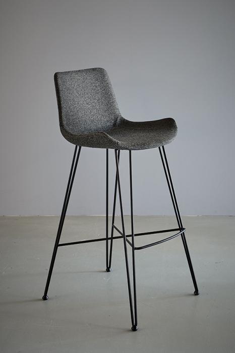 Brooklyn Bar Stool - Dark Grey/Black - Fabric Upholstered Bar Stool-abc