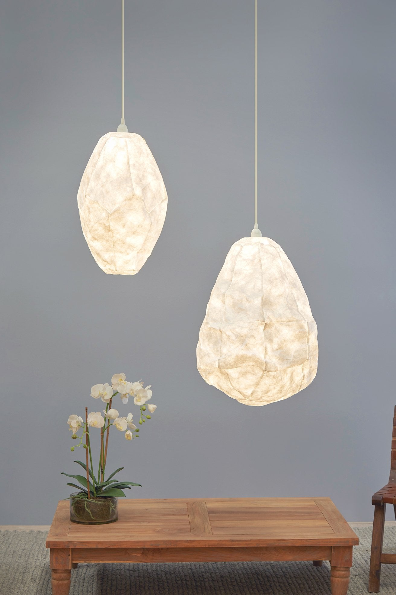 Nimbus - White - Tall Oval Cloud Paper Pendant Light-abc