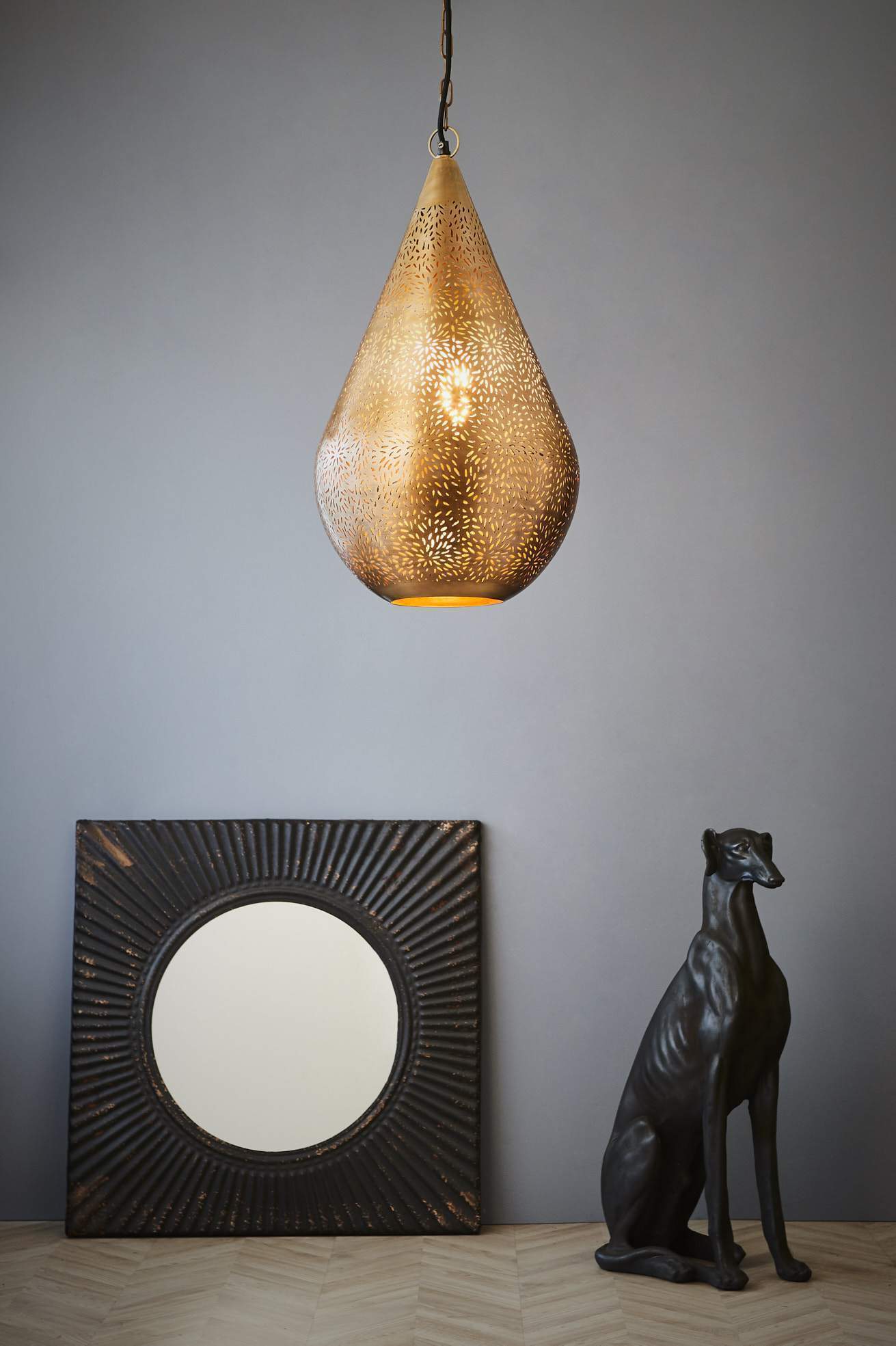 Aquarius Medium - Brass - Perforated Teardrop Pendant Light-abc