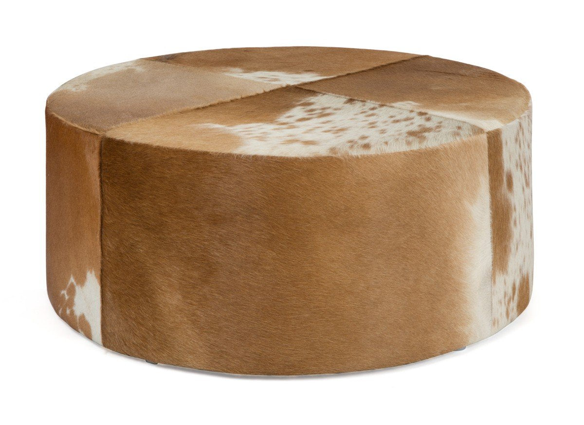 Cow Hide Round Ottoman-abc