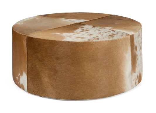 Cow Hide Round Ottoman-abc