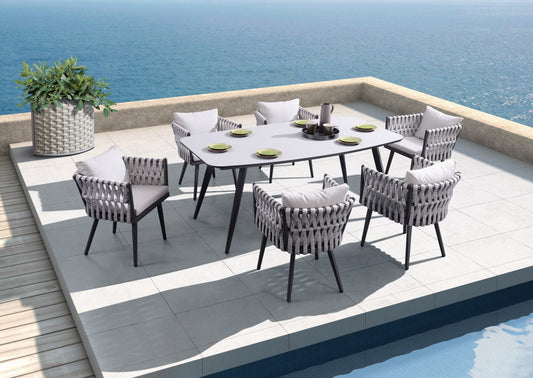 Crown 7 Piece Dining Set in Charcoal-abc