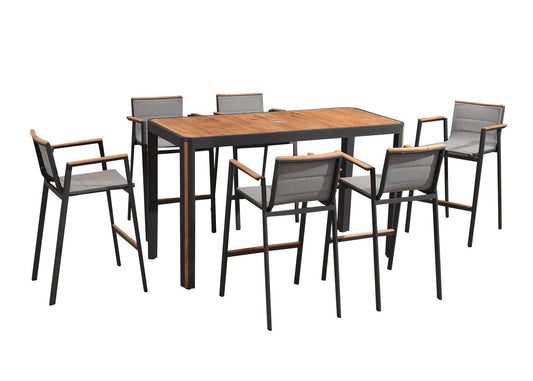 Madrid 7 Piece Bar Height Set in Charcoal-abc