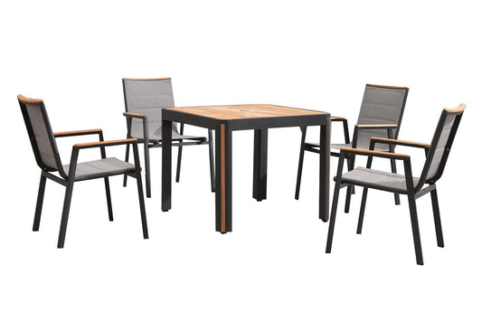 Madrid 5 Piece Dining Set in Charcoal-abc