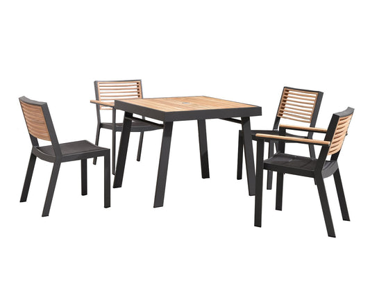 St Lucia 5 Piece Dining Set in Charcoal-abc