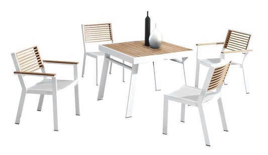 St Lucia 5 Piece Dining Set in White-abc