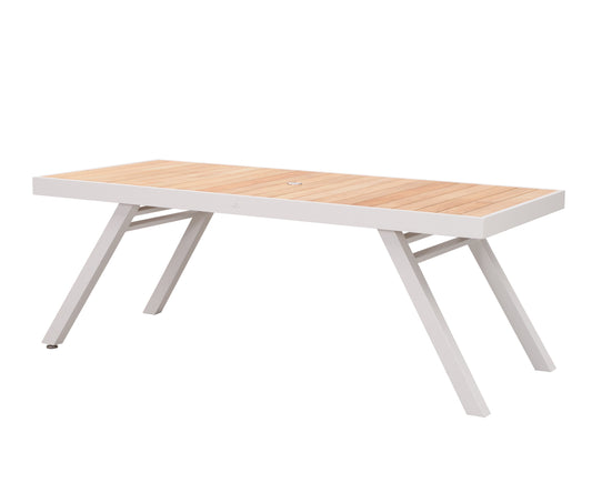 St Lucia 79 Inch Dining Table with Umbrella Hole in White-abc