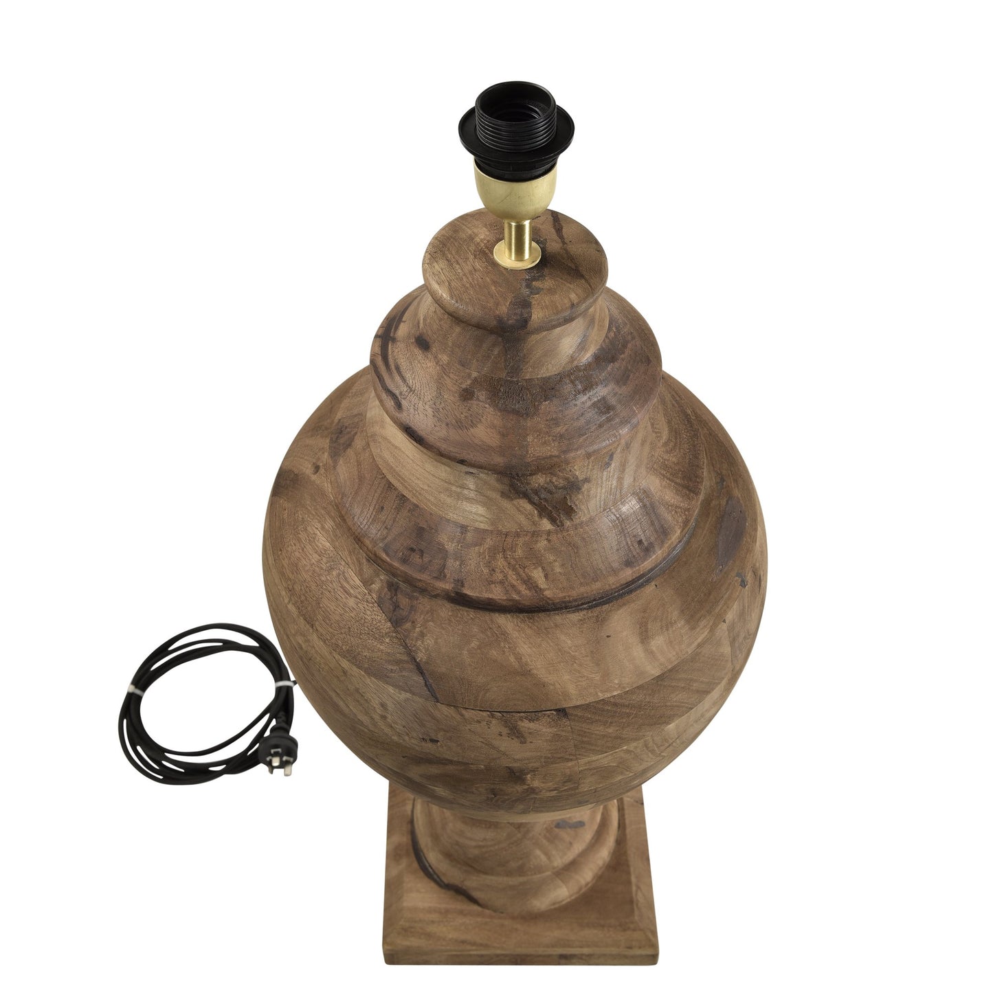 Amphora Large - Dark Natural - Turned Wood Urn Table Lamp-abc