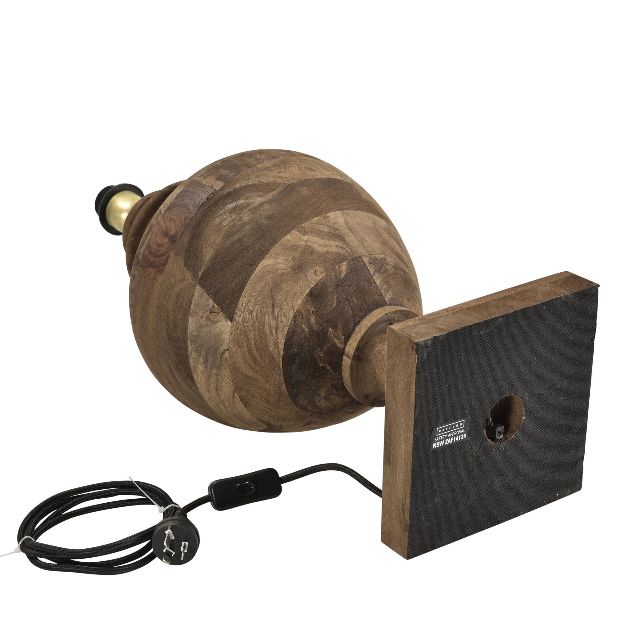 Amphora Medium - Dark Natural - Turned Wood Urn Table Lamp-abc