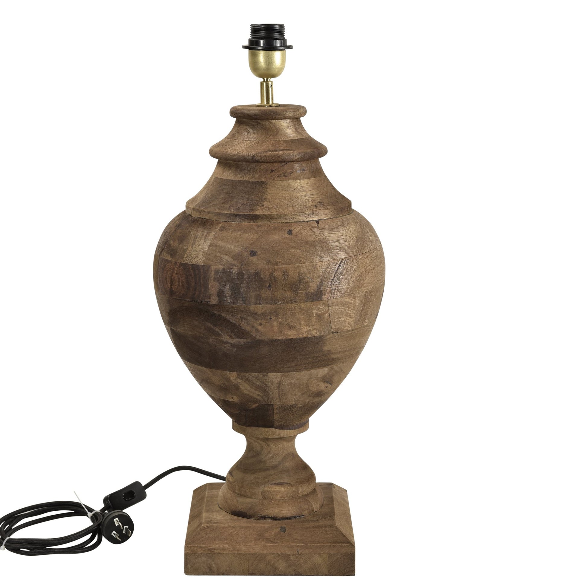 Amphora Medium - Dark Natural - Turned Wood Urn Table Lamp-abc