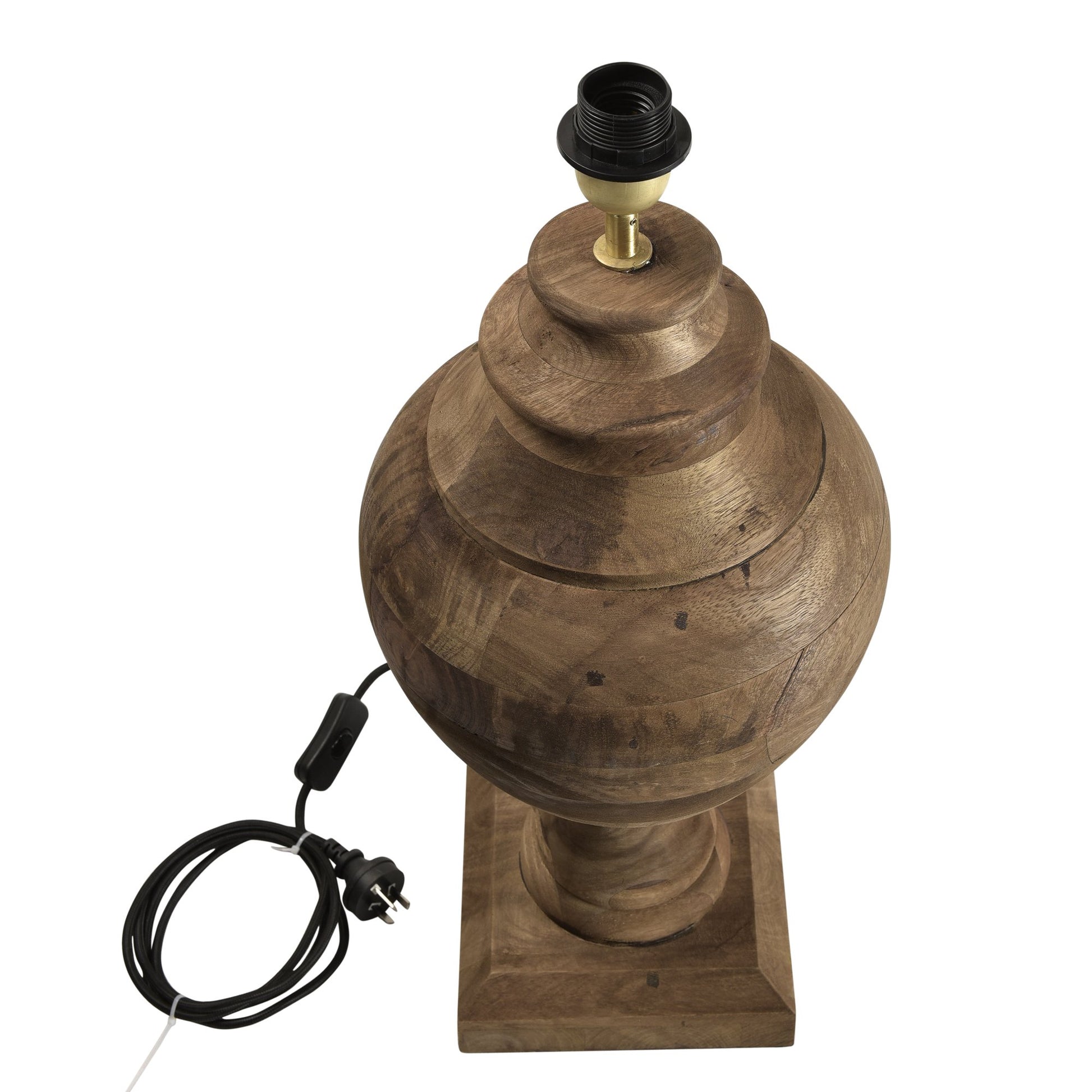 Amphora Medium - Dark Natural - Turned Wood Urn Table Lamp-abc