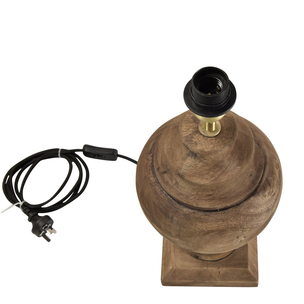Amphora Small - Dark Natural - Turned Wood Urn Table Lamp-abc
