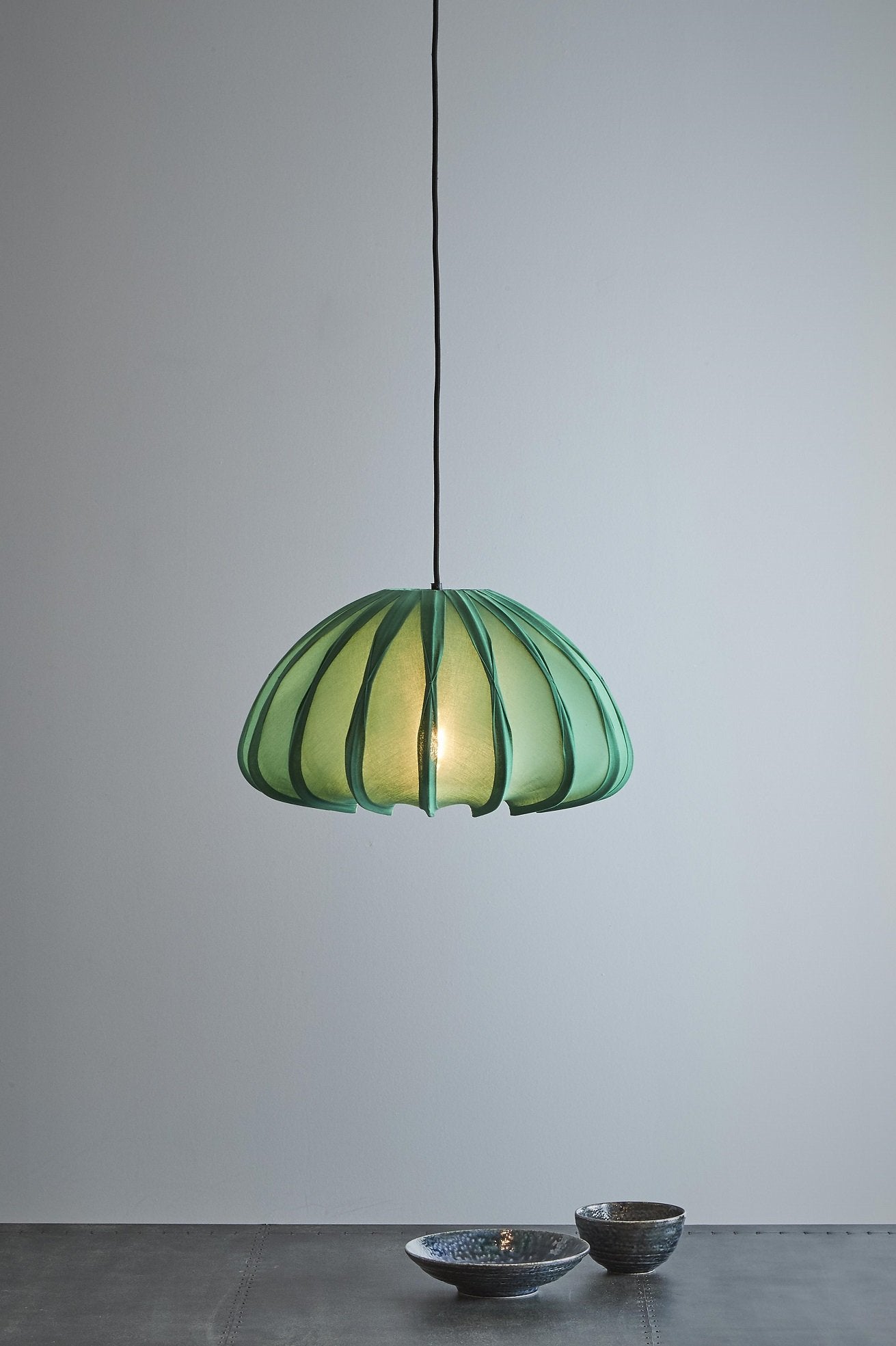 Anemone - Jade Green - Cotton Lantern Pendant Light-abc