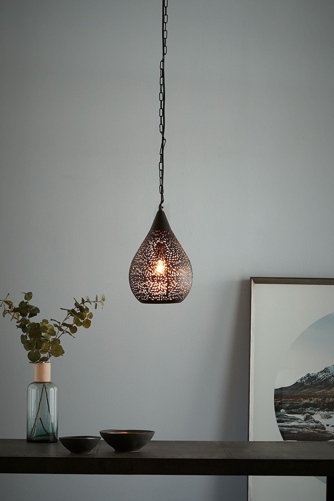 Aquarius Small - Black - Perforated Teardrop Pendant Light-abc