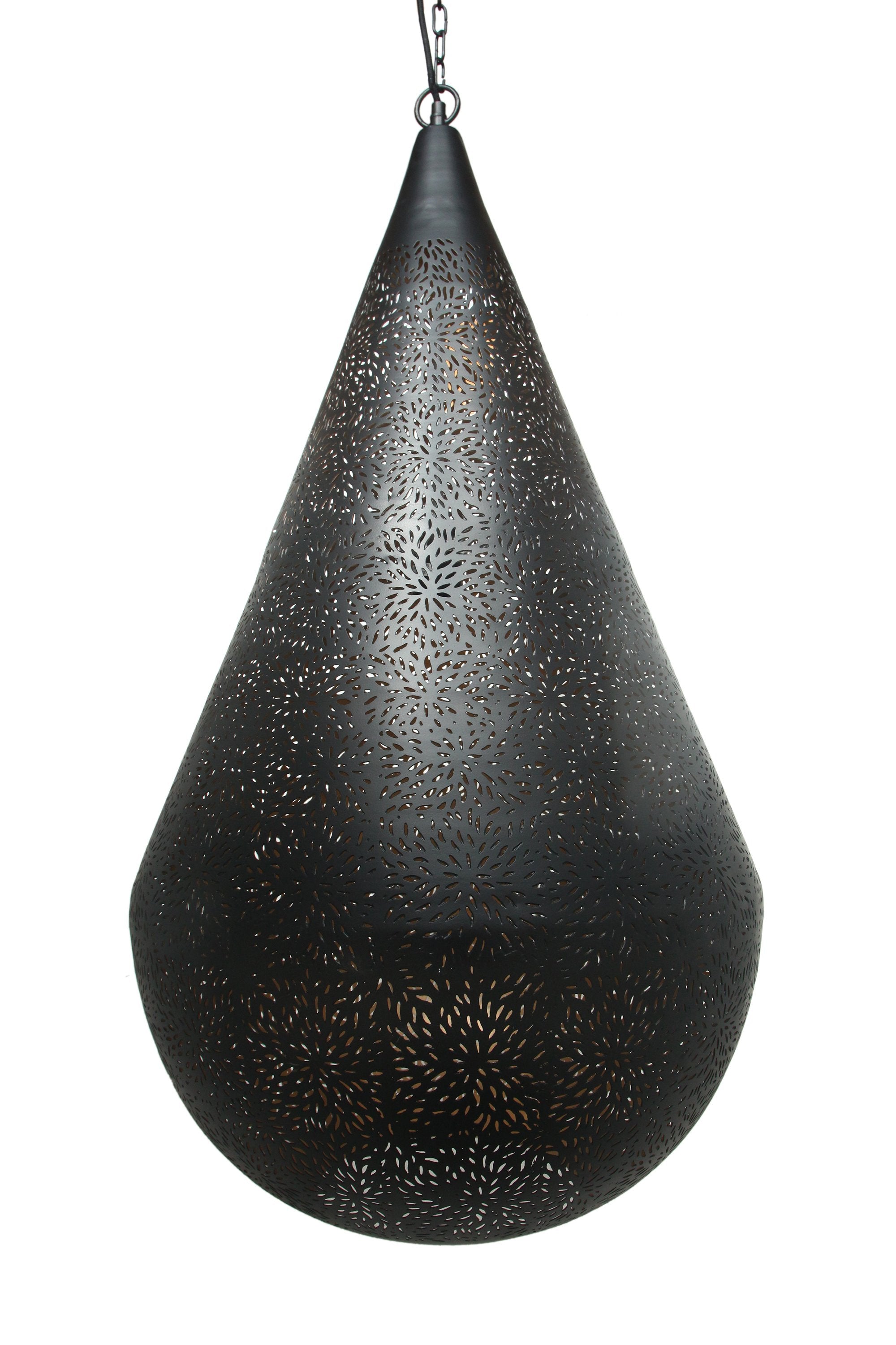 Aquarius Large - Black - Perforated Teardrop Pendant Light-abc