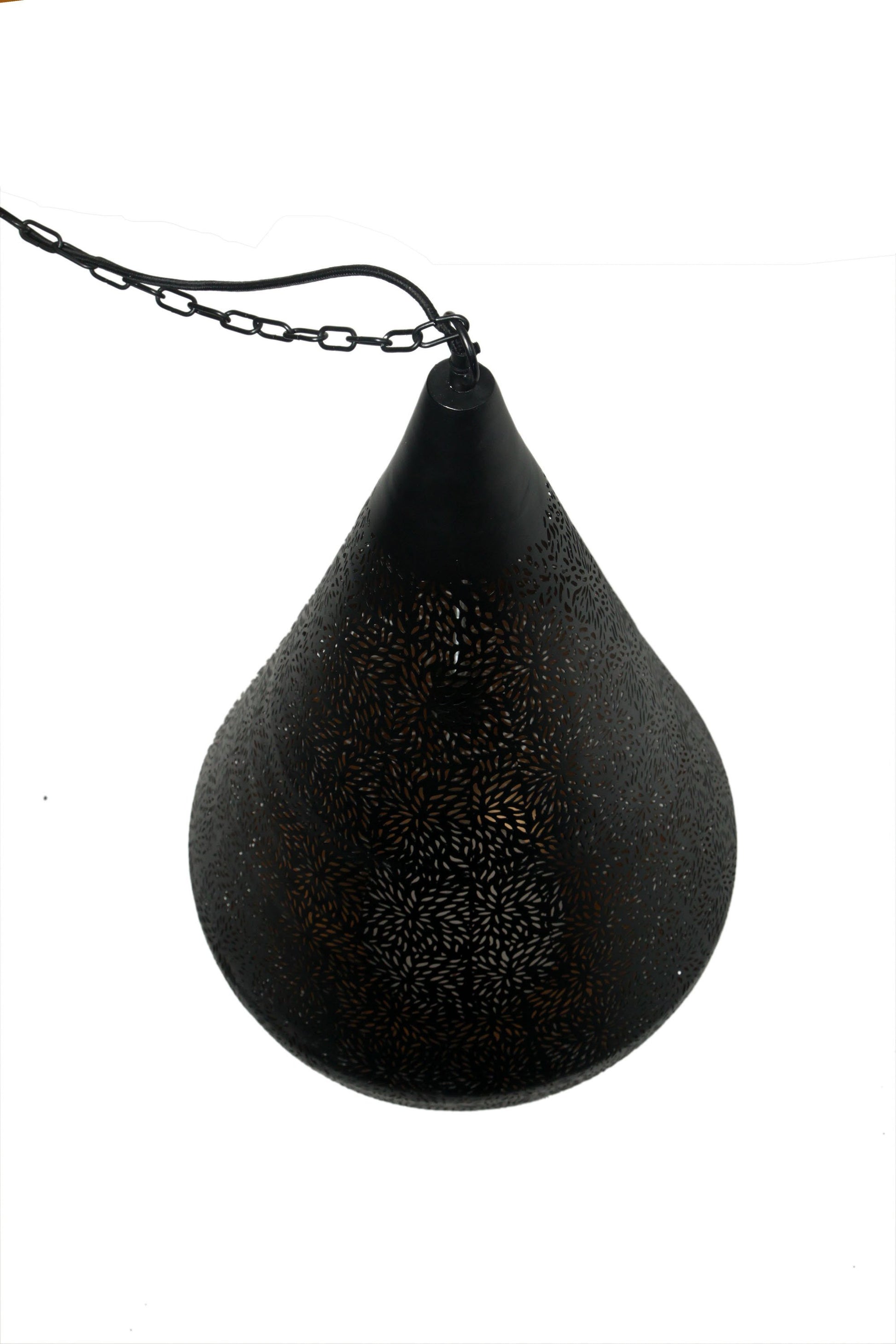 Aquarius Large - Black - Perforated Teardrop Pendant Light-abc