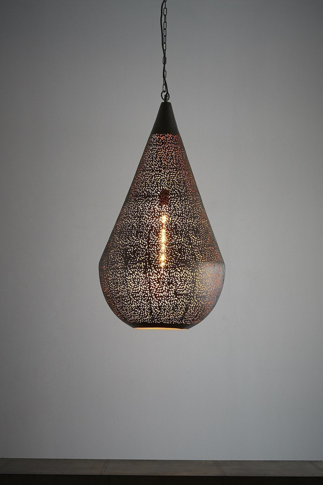 Aquarius Large - Black - Perforated Teardrop Pendant Light-abc