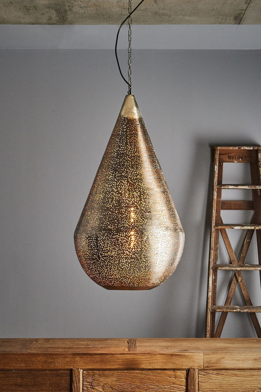 Aquarius Large - Nickel - Perforated Teardrop Pendant Light-abc