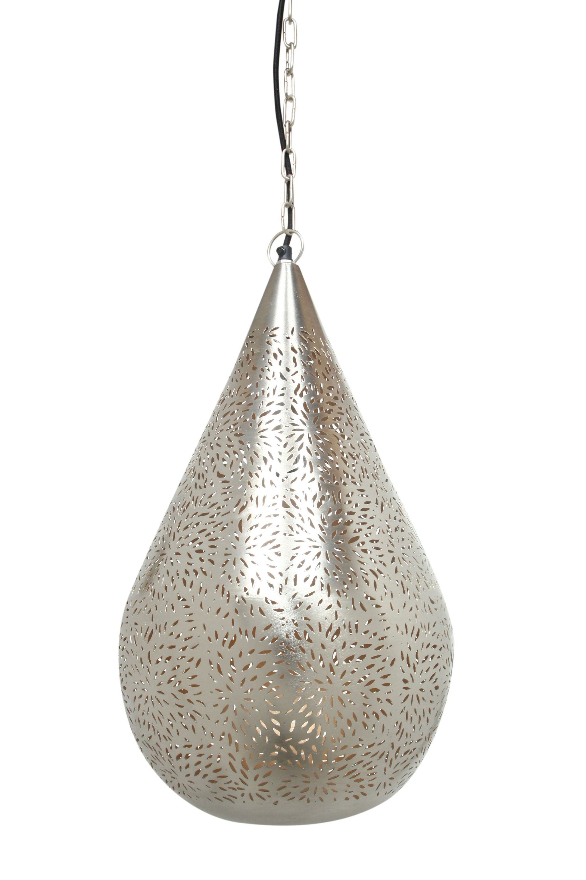 Aquarius Medium - Nickel - Perforated Teardrop Pendant Light-abc