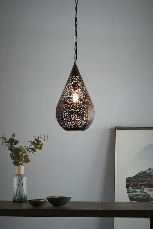 Aquarius Medium - Black - Perforated Teardrop Pendant Light-abc