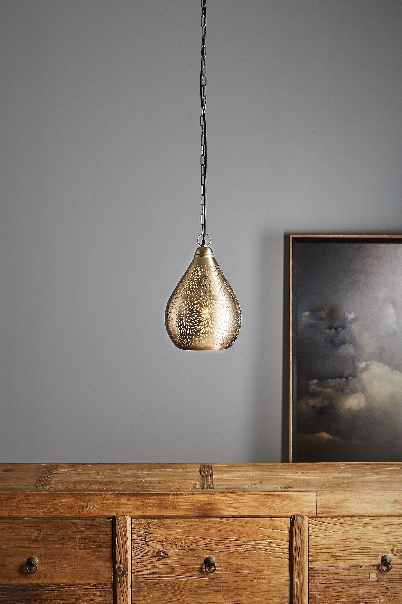 Aquarius Small - Nickel - Perforated Teardrop Pendant Light-abc