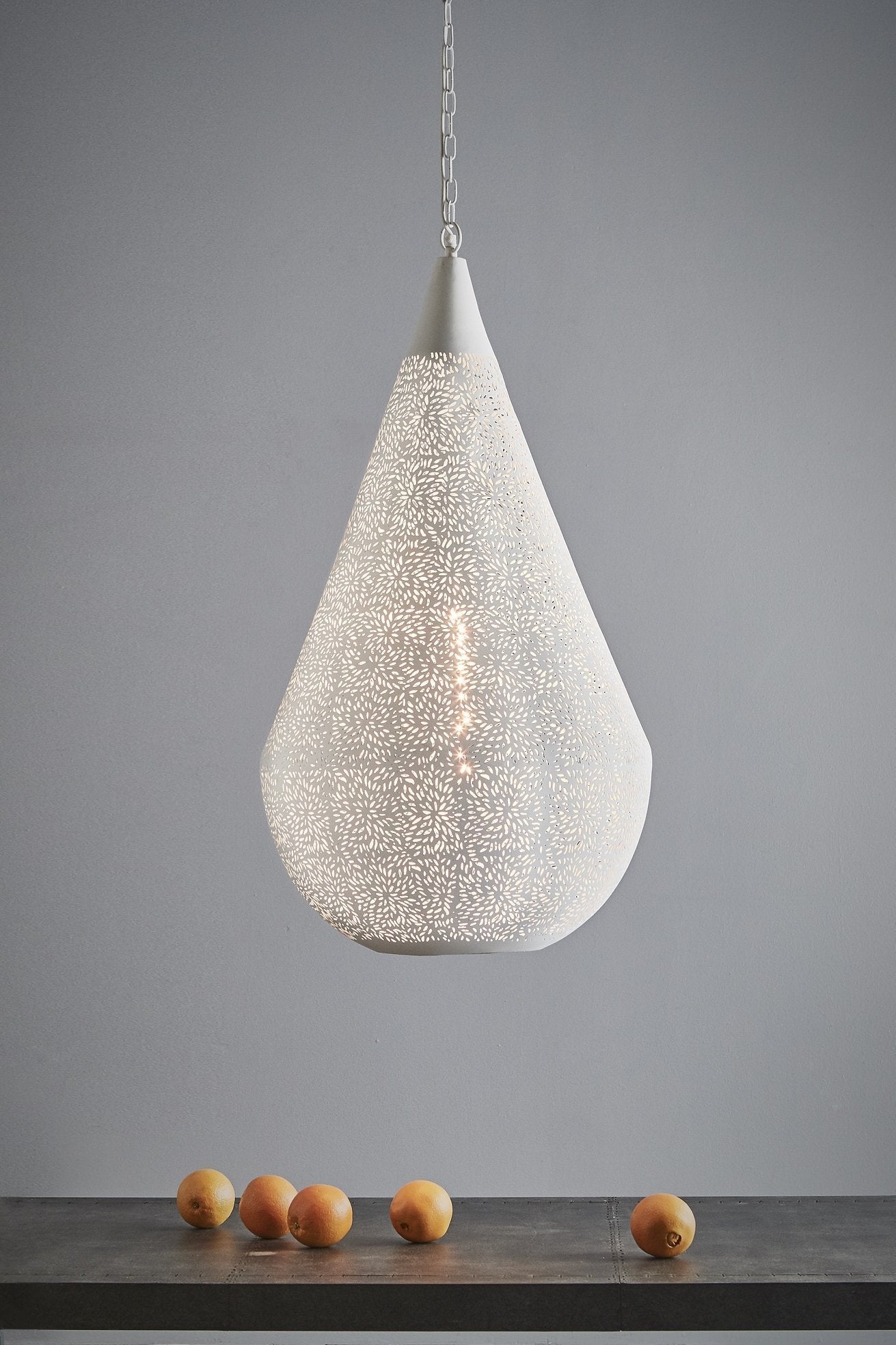 Aquarius Large - White - Perforated Teardrop Pendant Light-abc