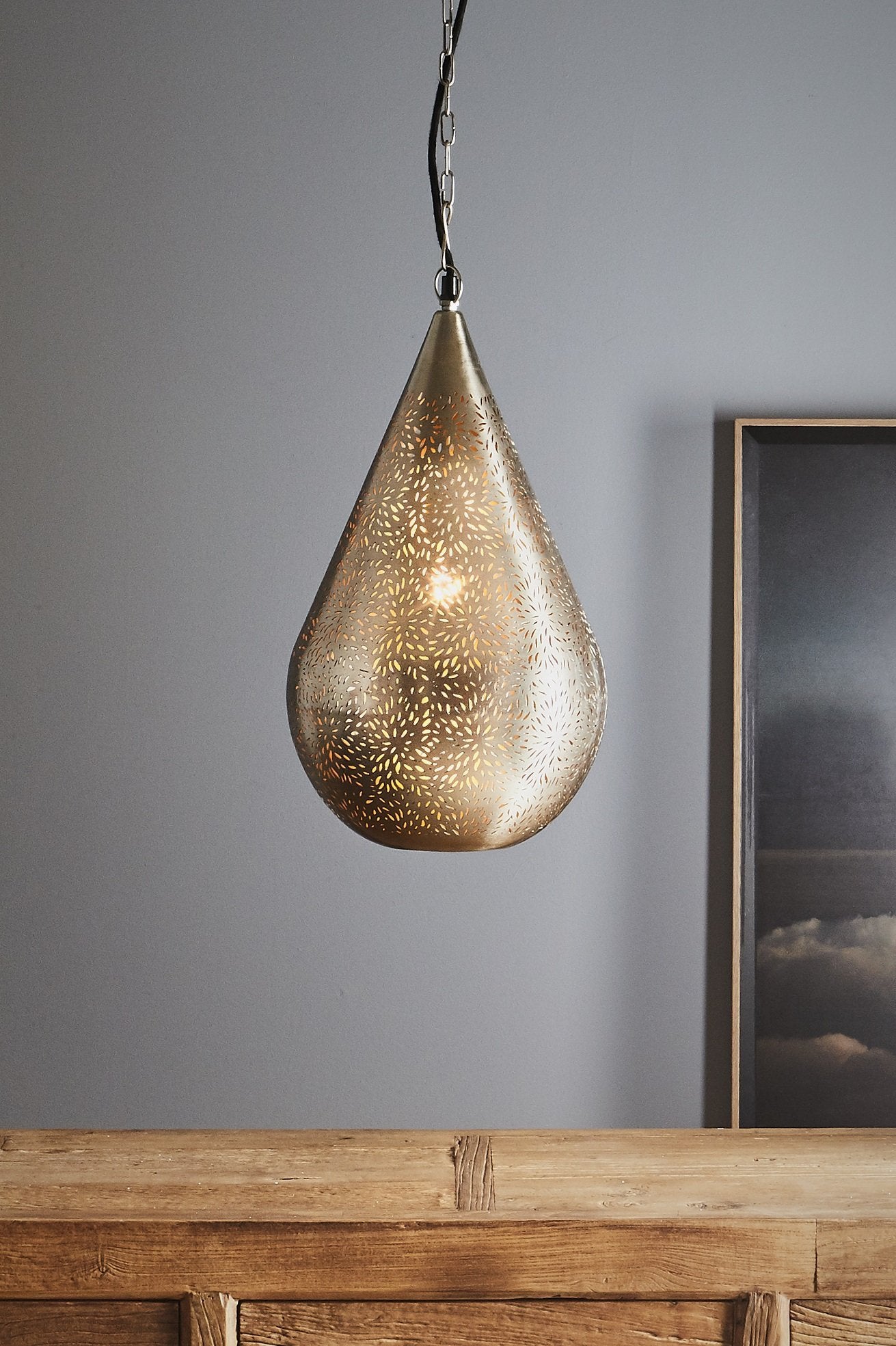 Aquarius Medium - Nickel - Perforated Teardrop Pendant Light-abc