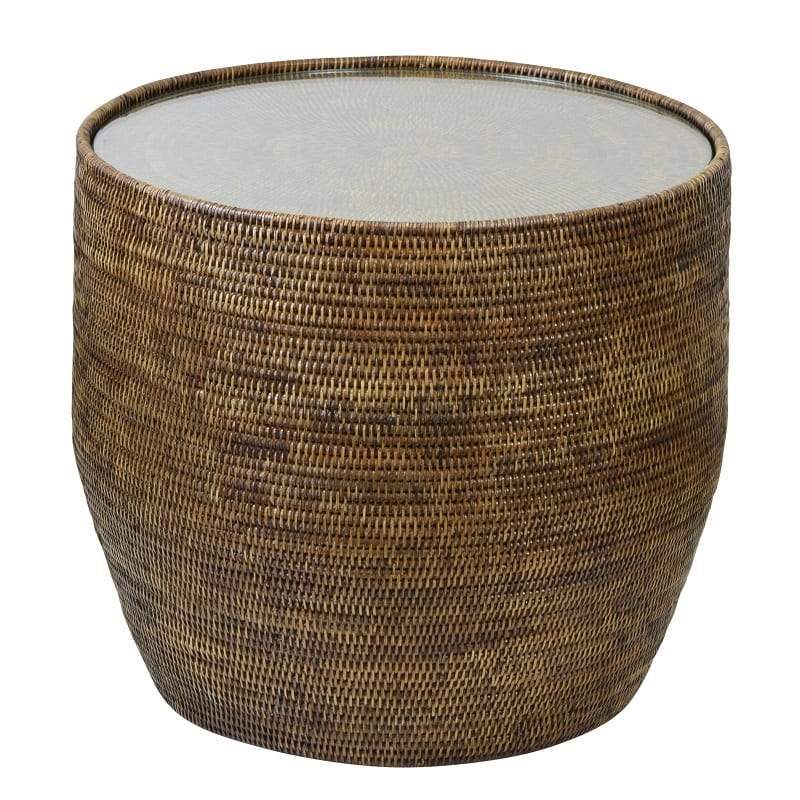 Plantation Side Table with Glass-abc