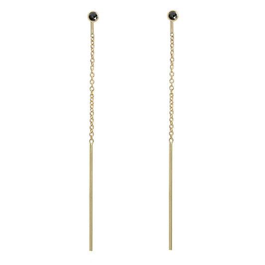 DIAMOND THREADER EARRINGS, BLACK-abc