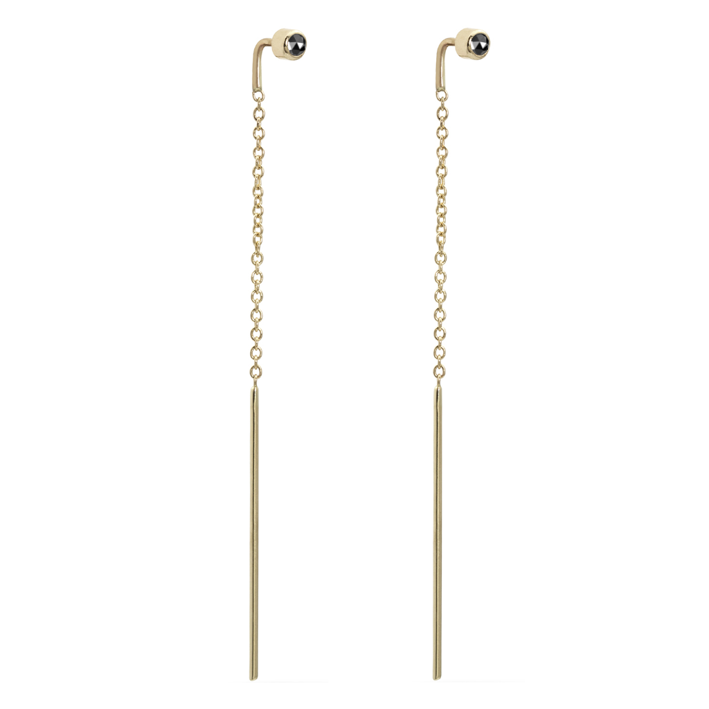DIAMOND THREADER EARRINGS, BLACK-abc