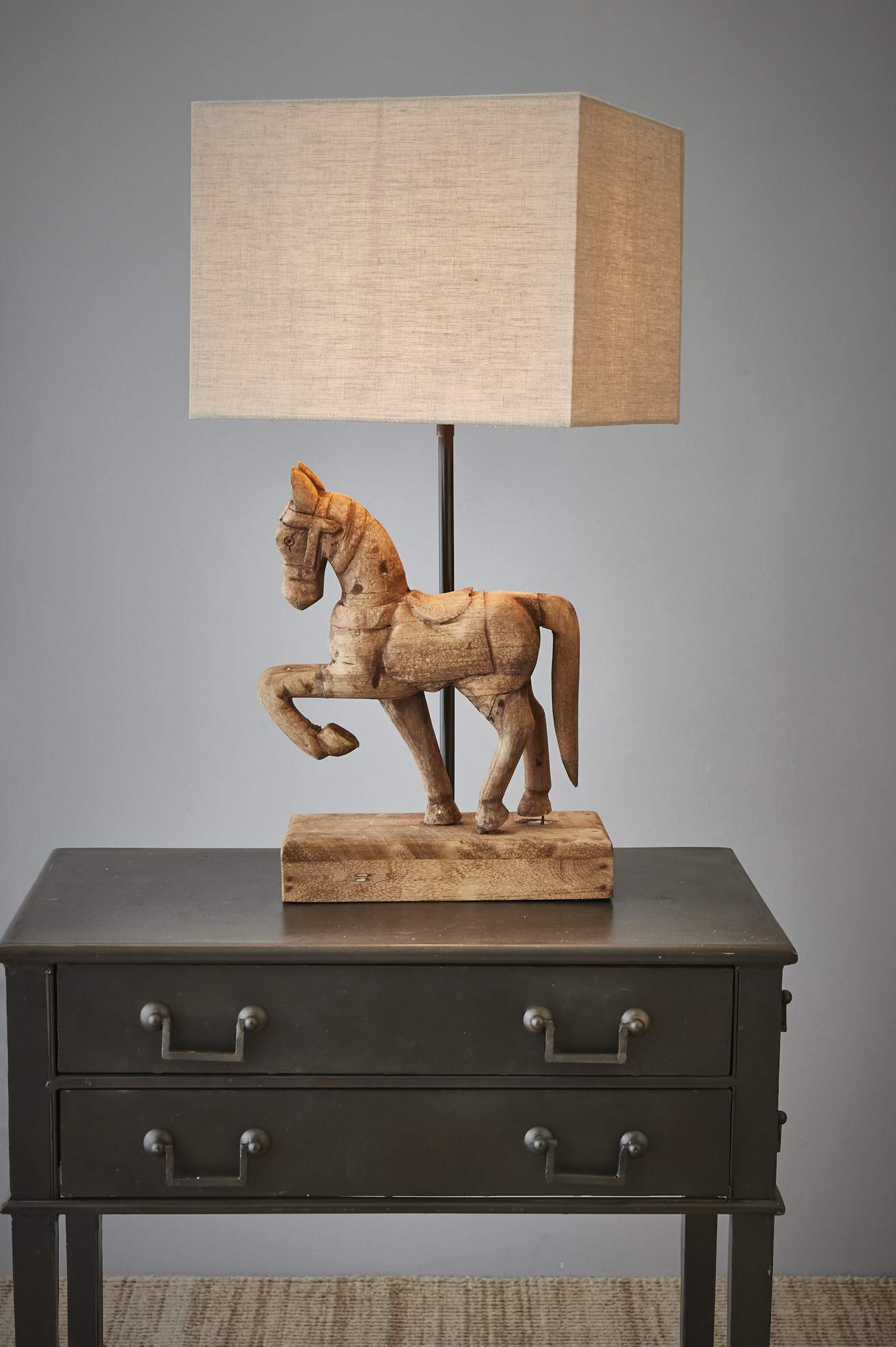 Bonnie - Dark Natural - Small Wooden Horse Table Lamp-abc