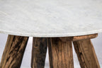 Cape Cod 4 Seater recycled Wood Dining Table with Round Stone Top-abc