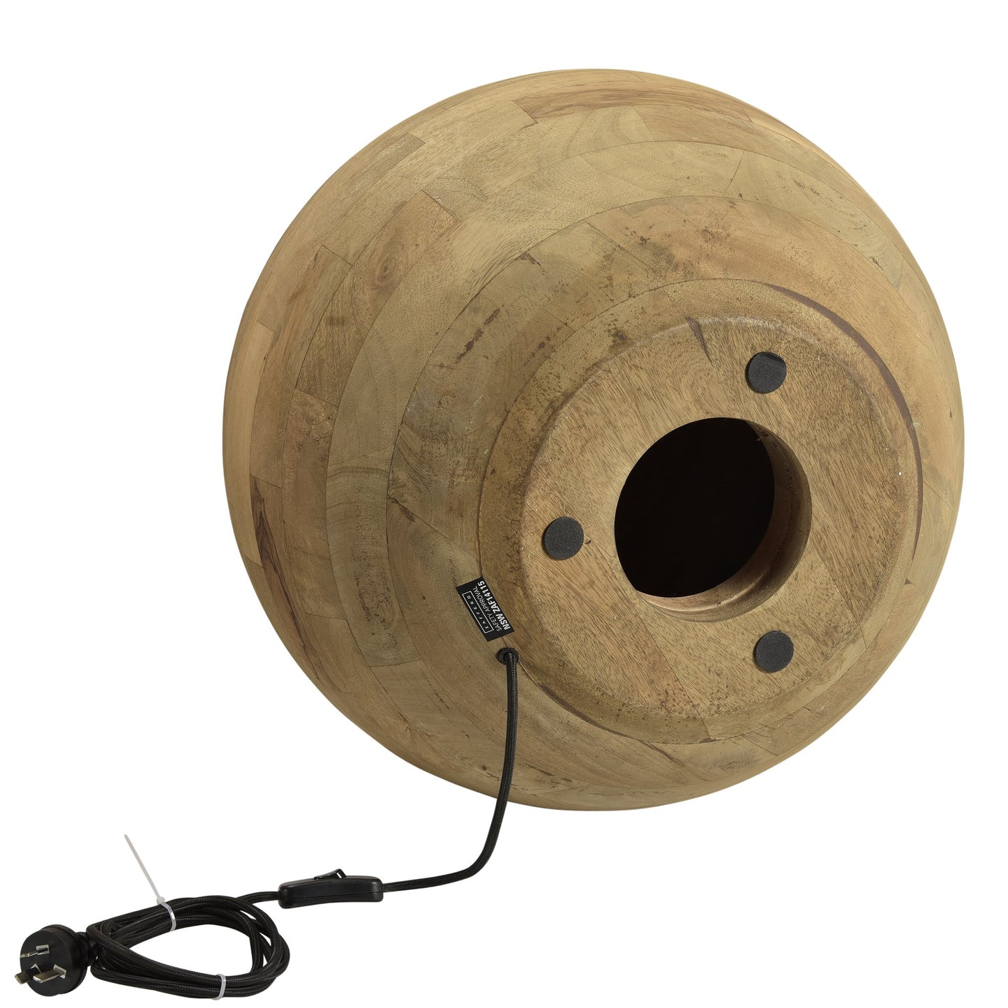Boule Medium - Natural - Turned Wood Ball Table Lamp-abc