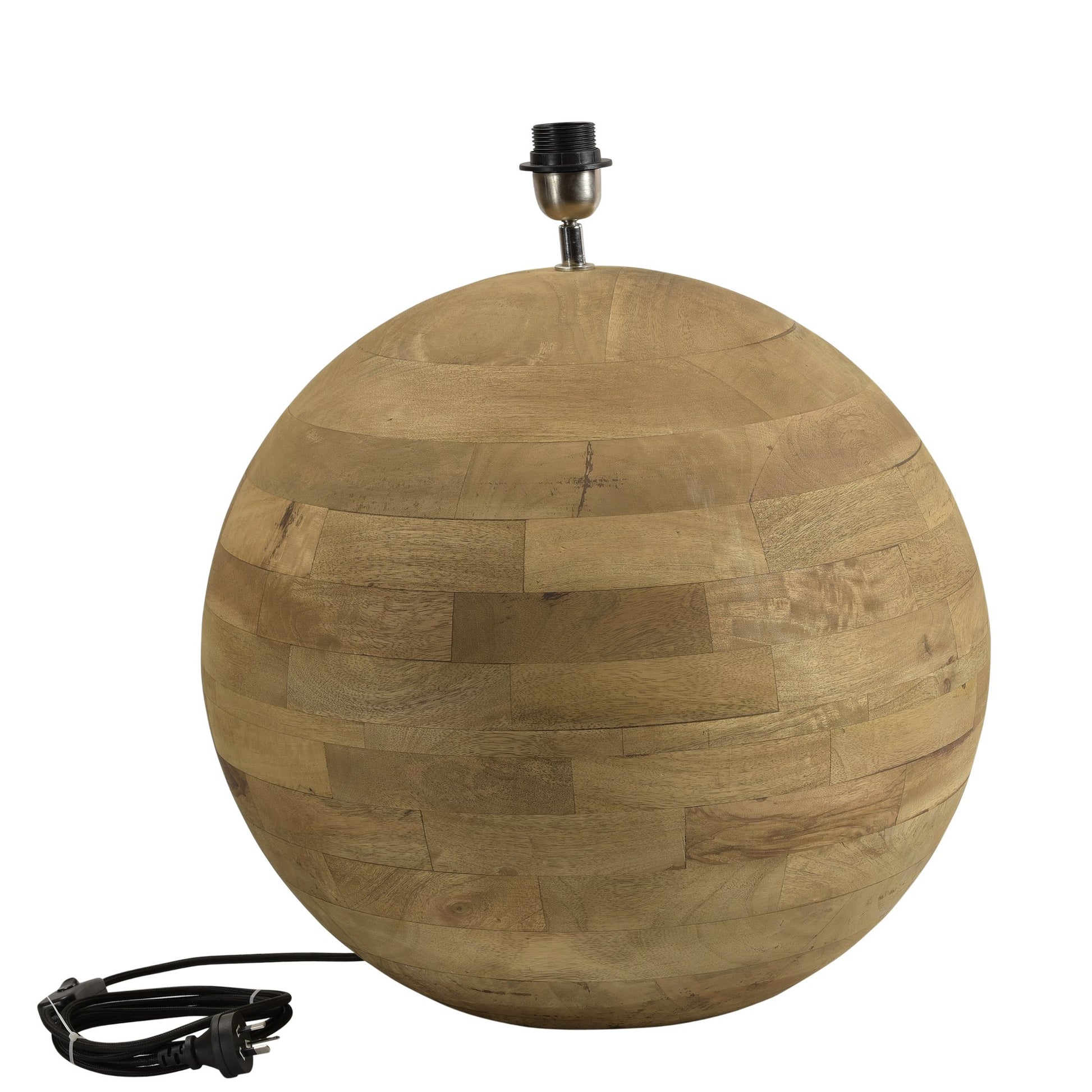 Boule Medium - Natural - Turned Wood Ball Table Lamp-abc