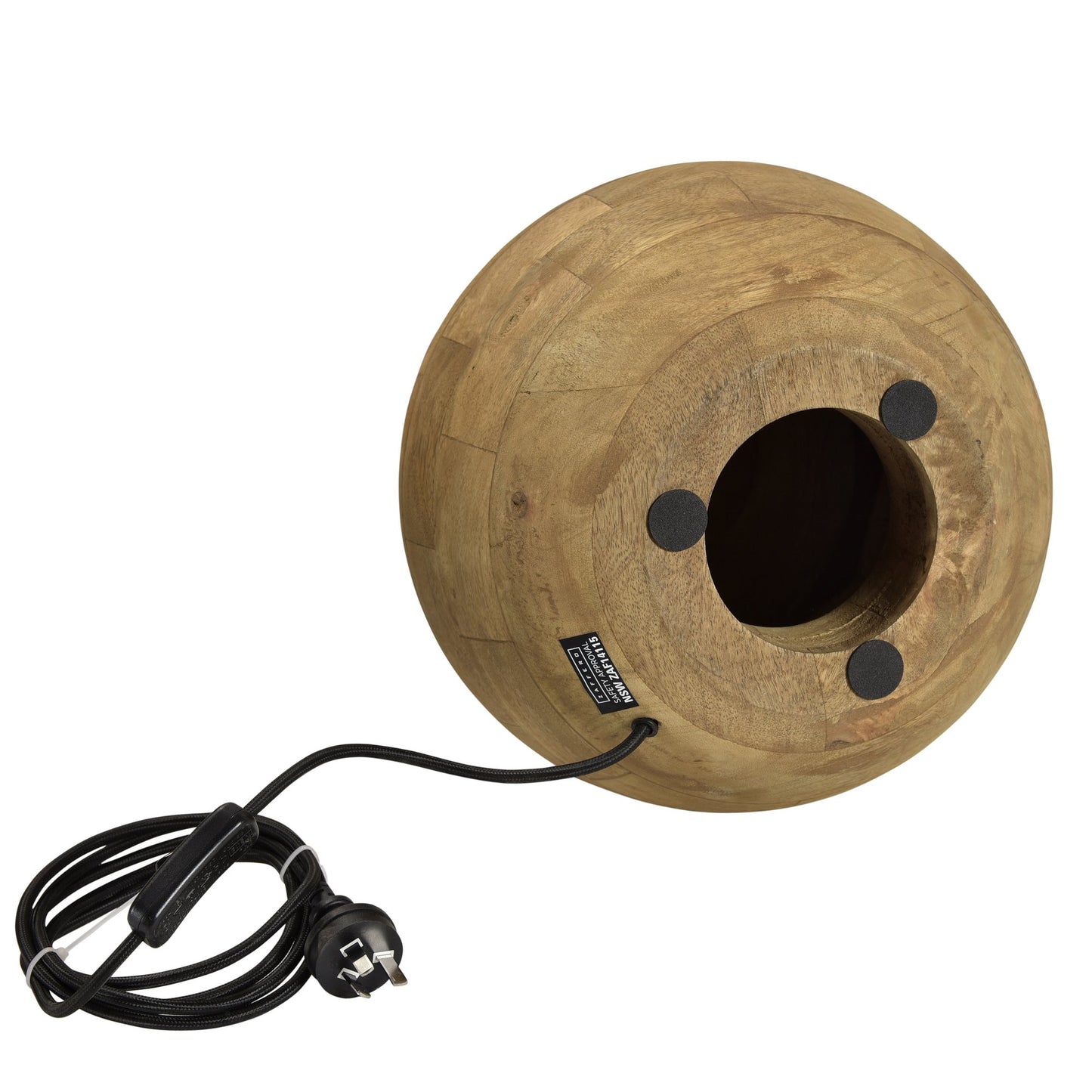 Boule Small - Natural - Turned Wood Ball Table Lamp-abc