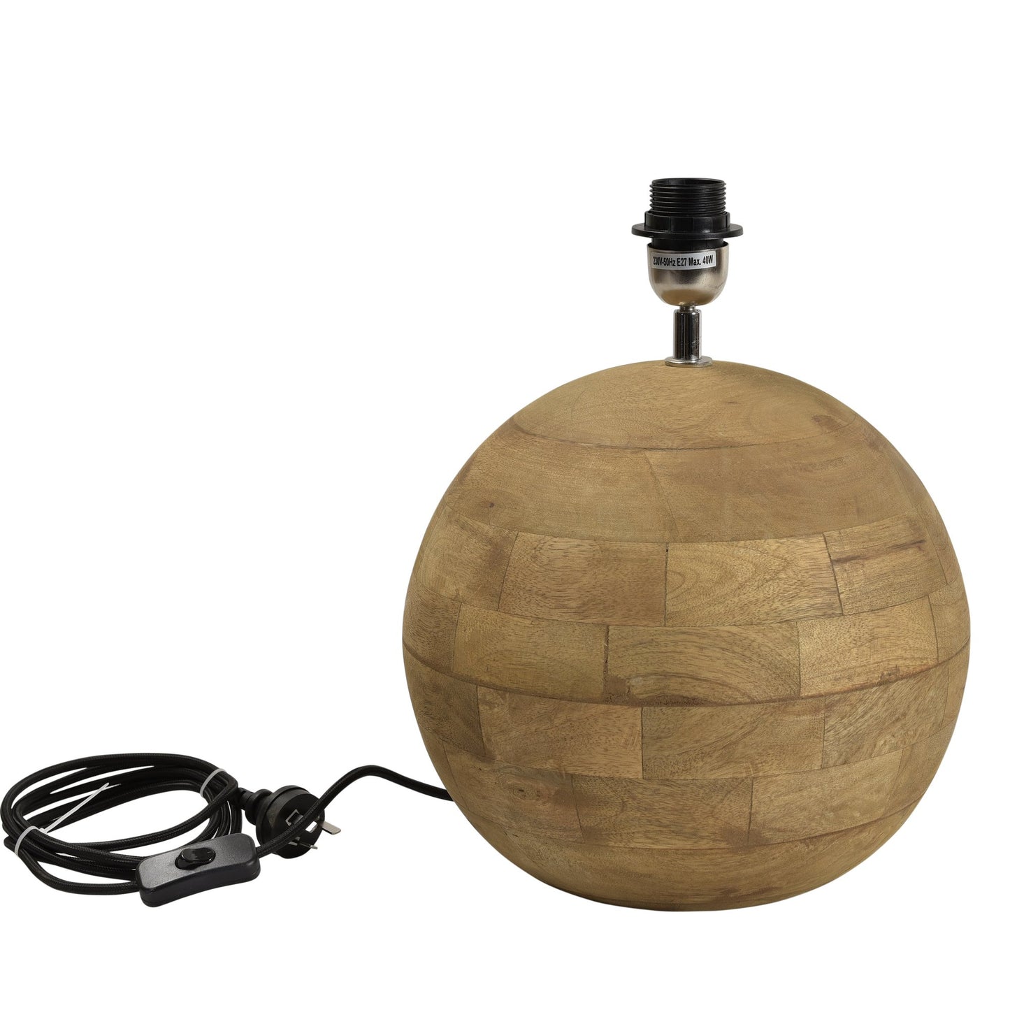 Boule Small - Natural - Turned Wood Ball Table Lamp-abc