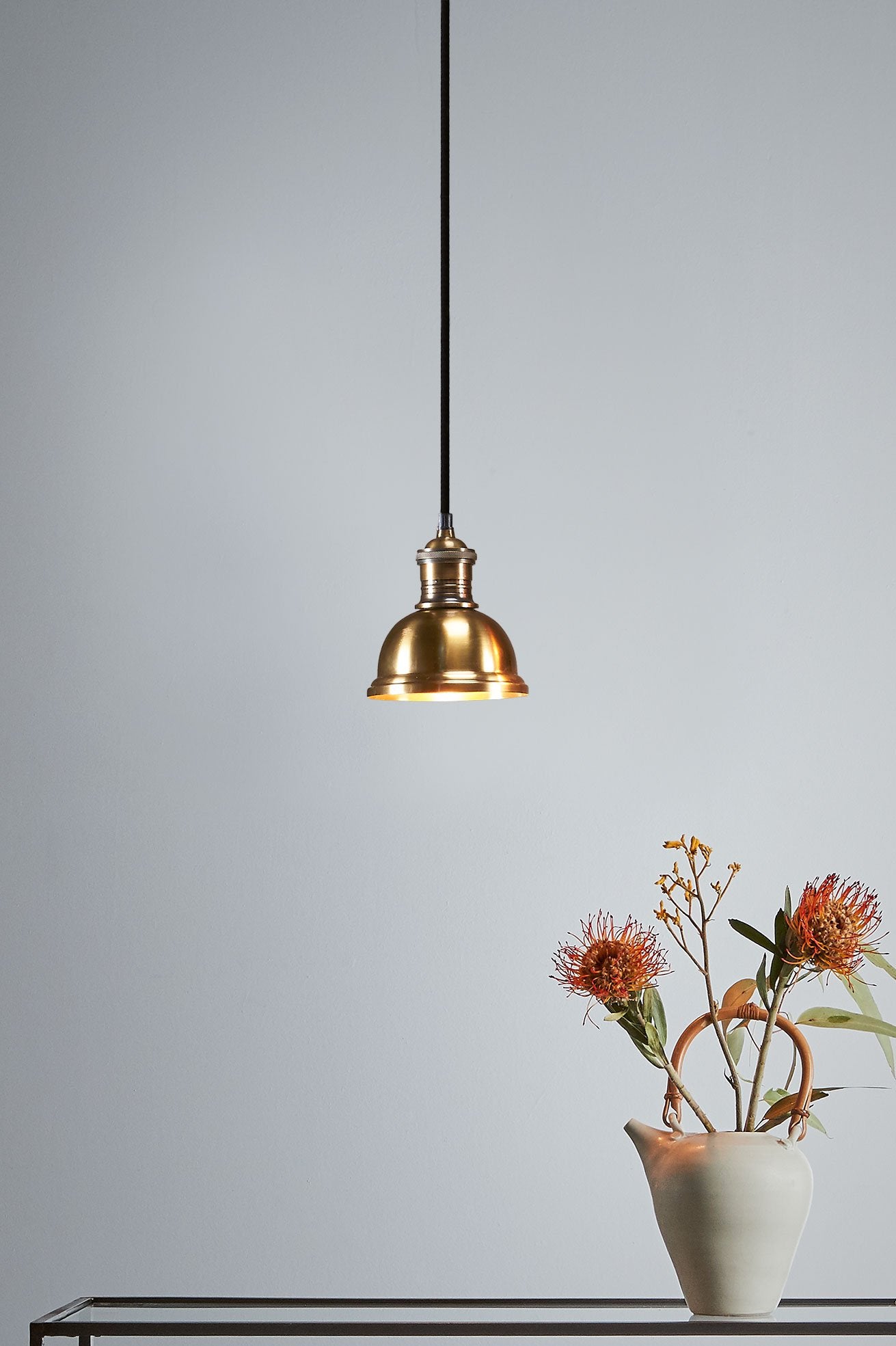 Bourke Small -  Antique Brass - Stepped Dome Pendant Light-abc