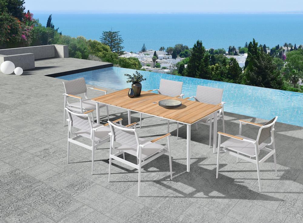 California 7 Piece Dining Set in White-abc